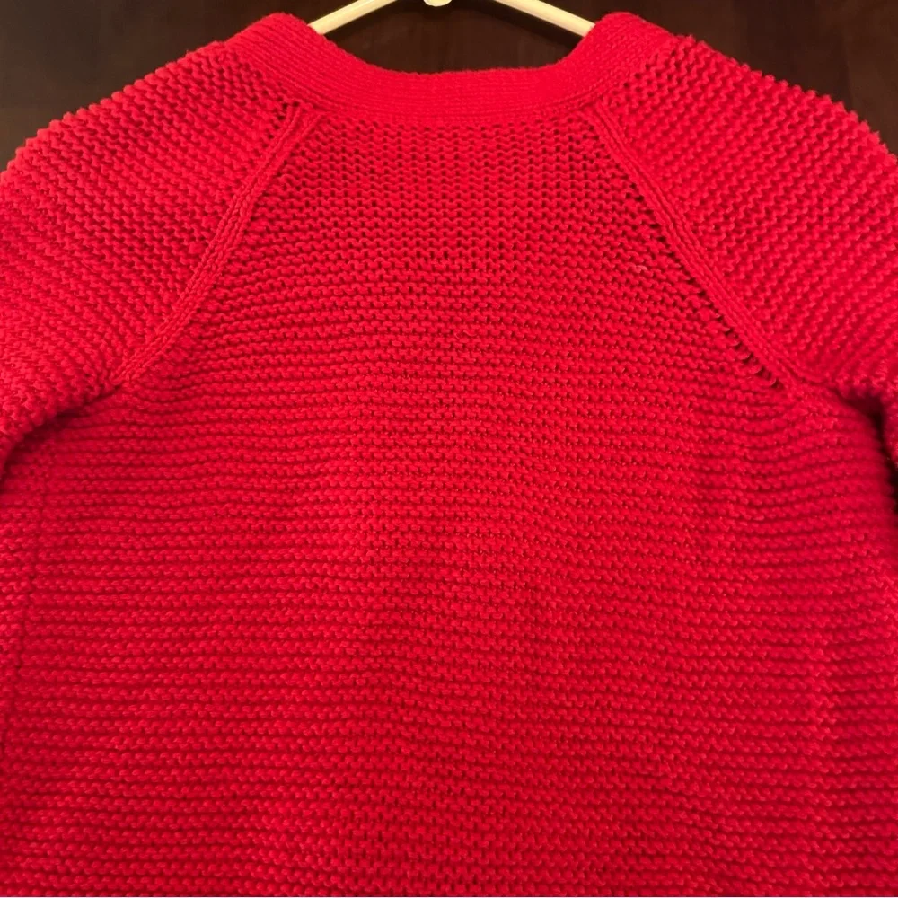 J. Crew Handknit Red Double Breasted Cardigan Chunky Sweater Women’s Size S
